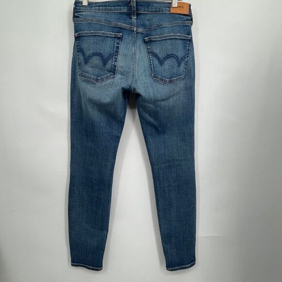 Edwin Blue Cotton Blend Stretch Pixie 9" Mid Rise Skinny Denim Jeans Size 29 - Picture 7 of 11